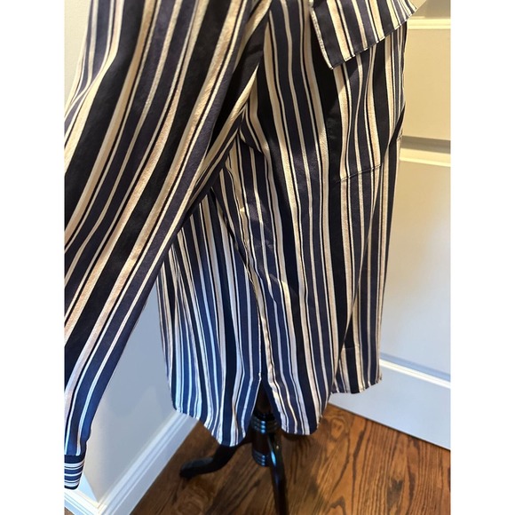 NWOT Lafayette 148 Navy Multi Color Long Sleeve shirt SZ L - Picture 5 of 9